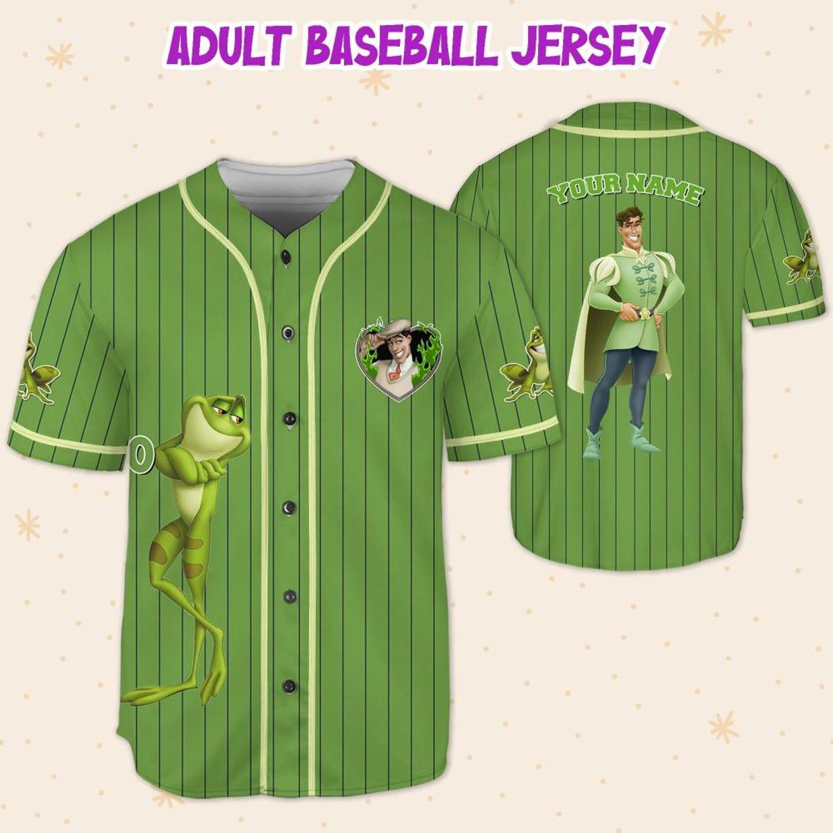 Personalize Disney Tiara Prince Naveent Green Baseball Jersey 5