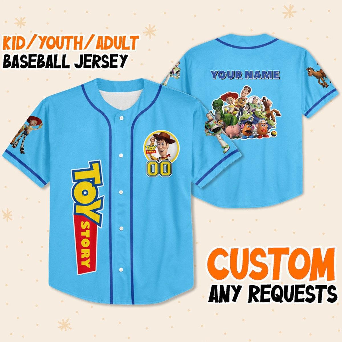 Personalize Disney Toy Story Blue Baseball Jersey 1