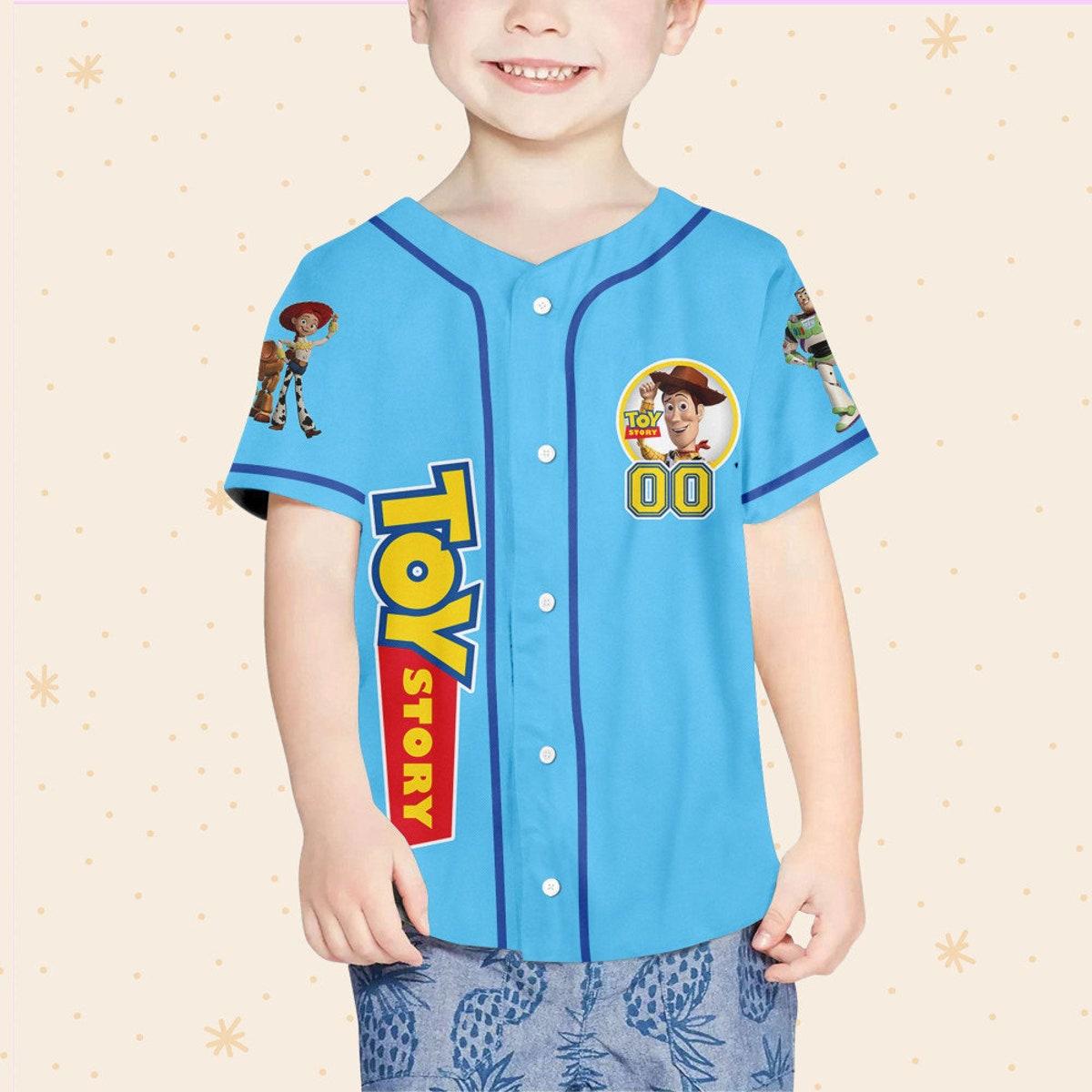 Personalize Disney Toy Story Blue Baseball Jersey 4