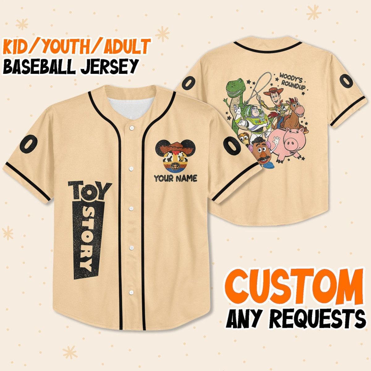 Personalize Disney Toy Story Retro Woody's Roundup Baseball Jersey 1