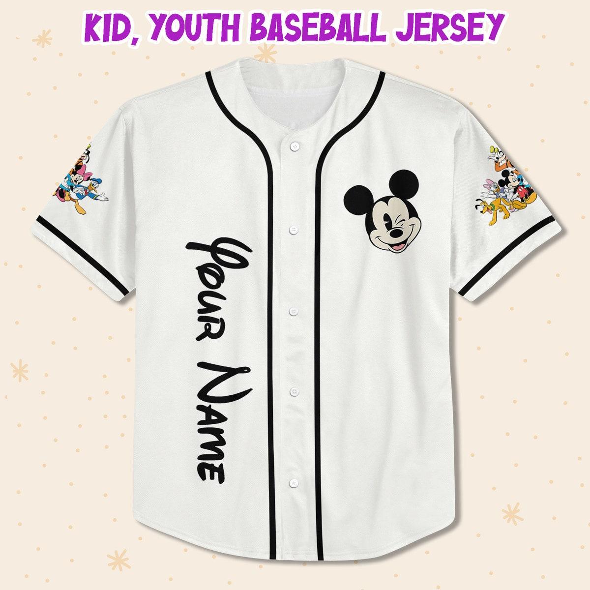 Personalize Disney Trip With Mickey Mouse Outline Head Baseball Jersey 2