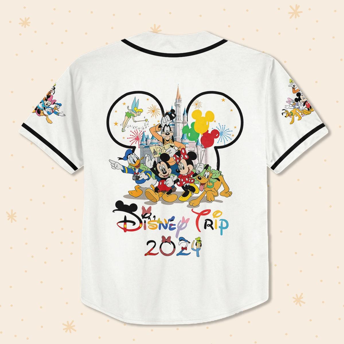 Personalize Disney Trip With Mickey Mouse Outline Head Baseball Jersey 3