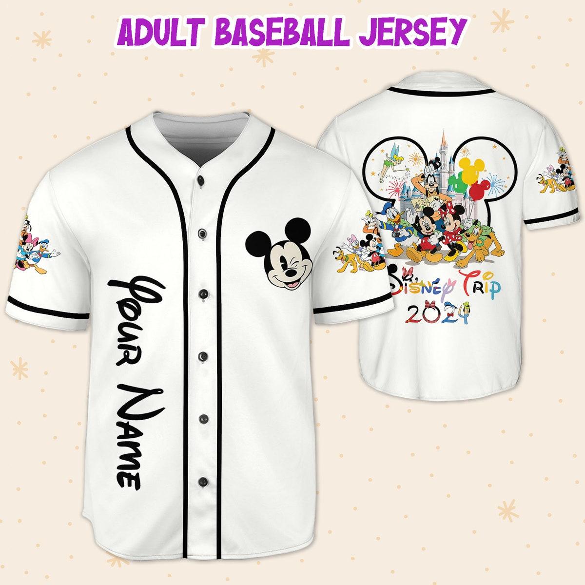 Personalize Disney Trip With Mickey Mouse Outline Head Baseball Jersey 5