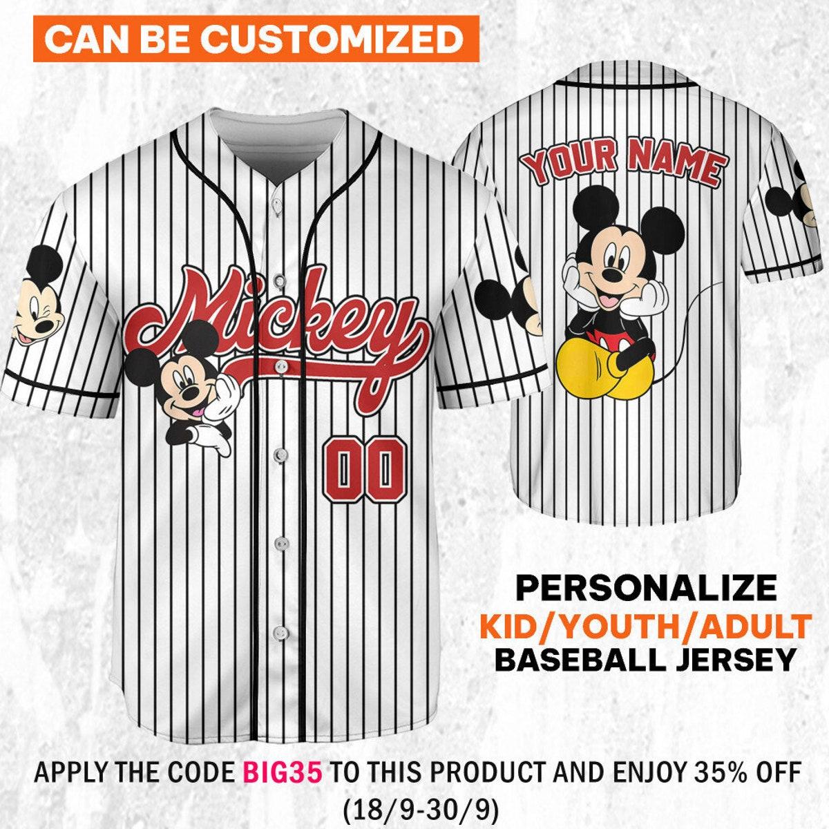 Personalize Disney Vintage Mickey Mouse Smile Baseball Jersey 1