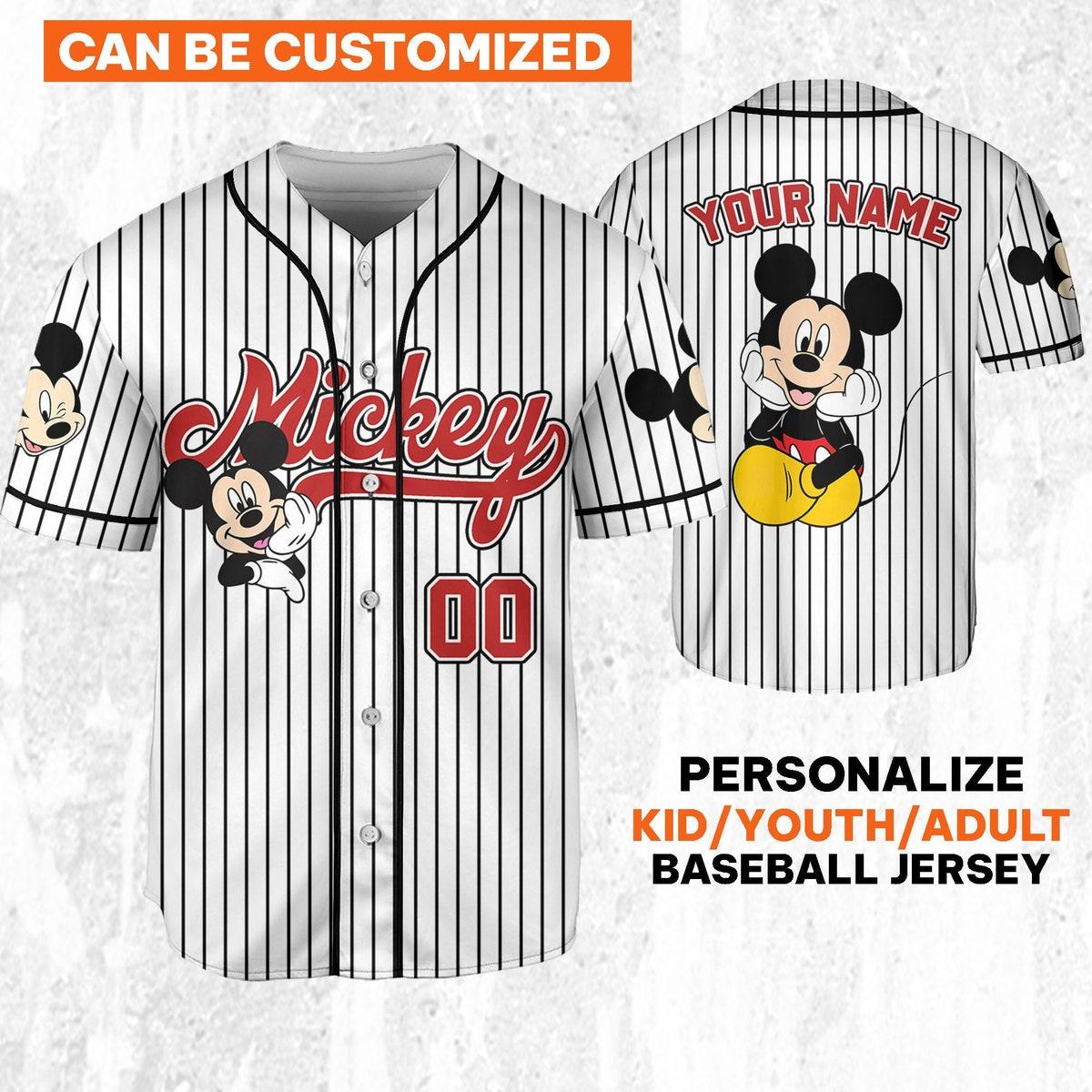 Personalize Disney Vintage Mickey Mouse Smile Baseball Jersey 2