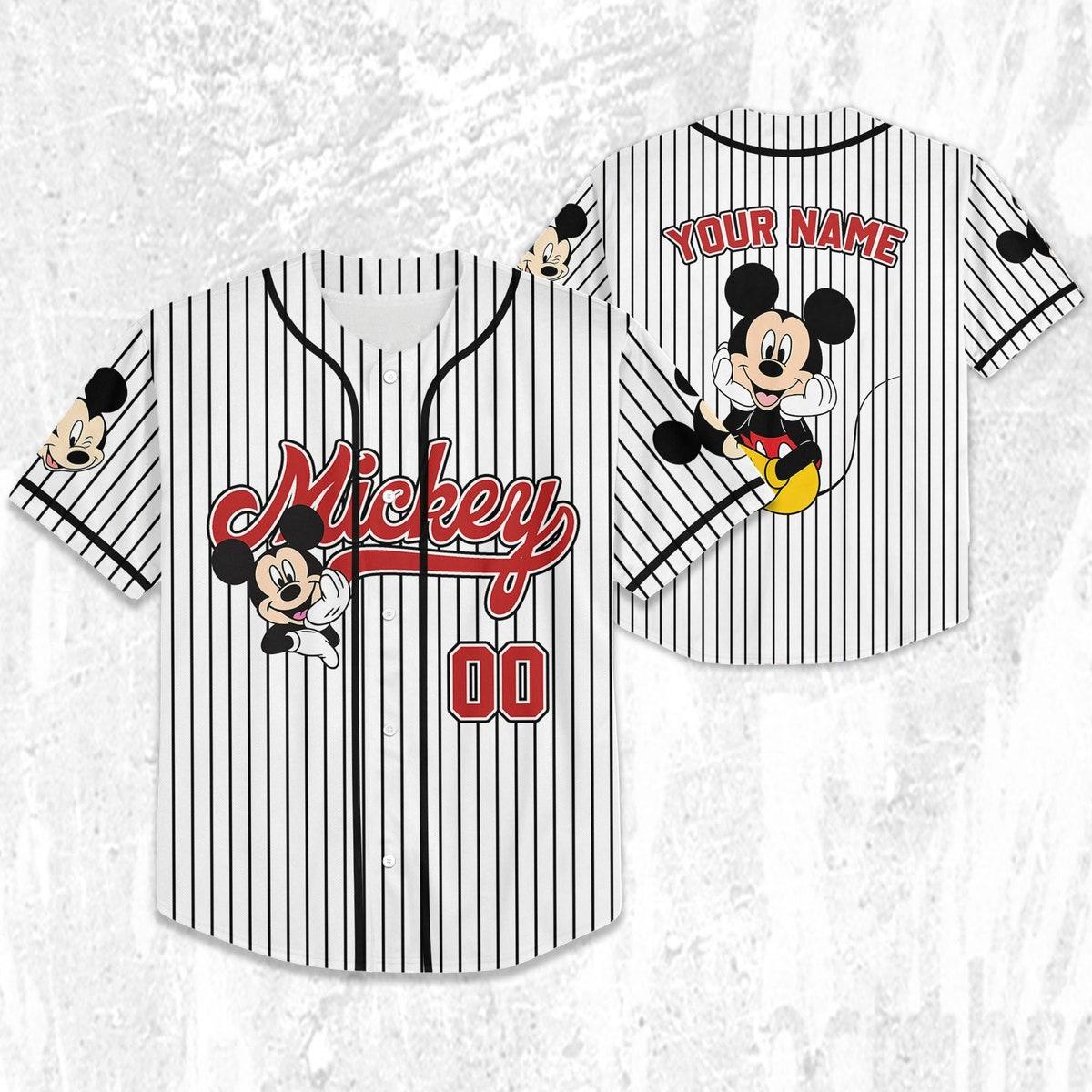 Personalize Disney Vintage Mickey Mouse Smile Baseball Jersey 3