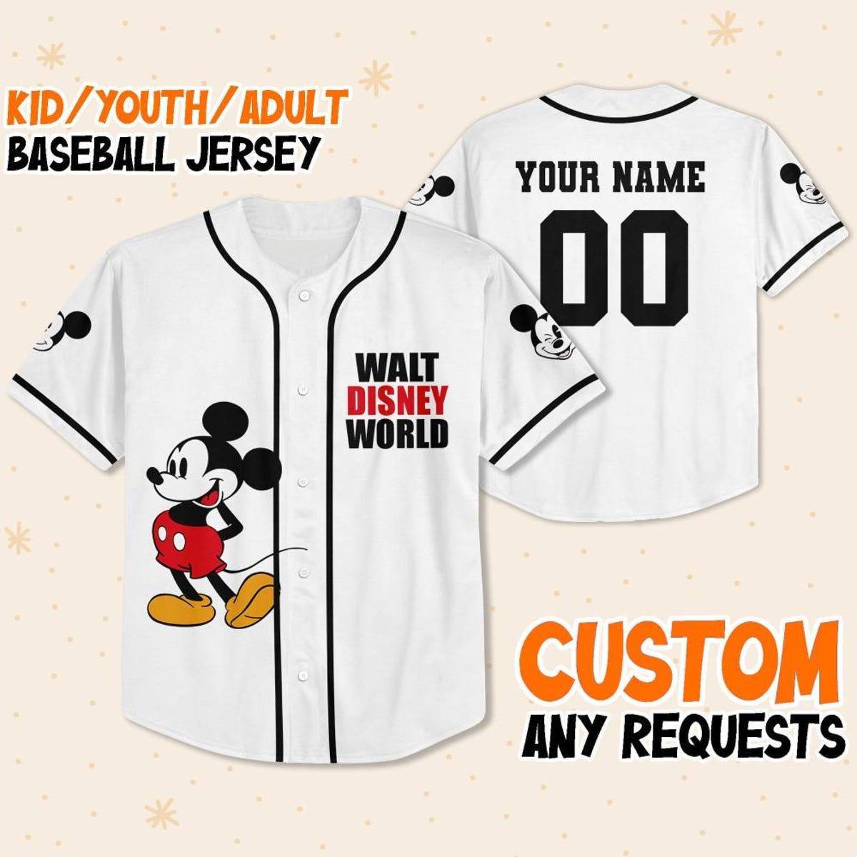 Personalize Disney Walt Disney World White Baseball Jersey 1