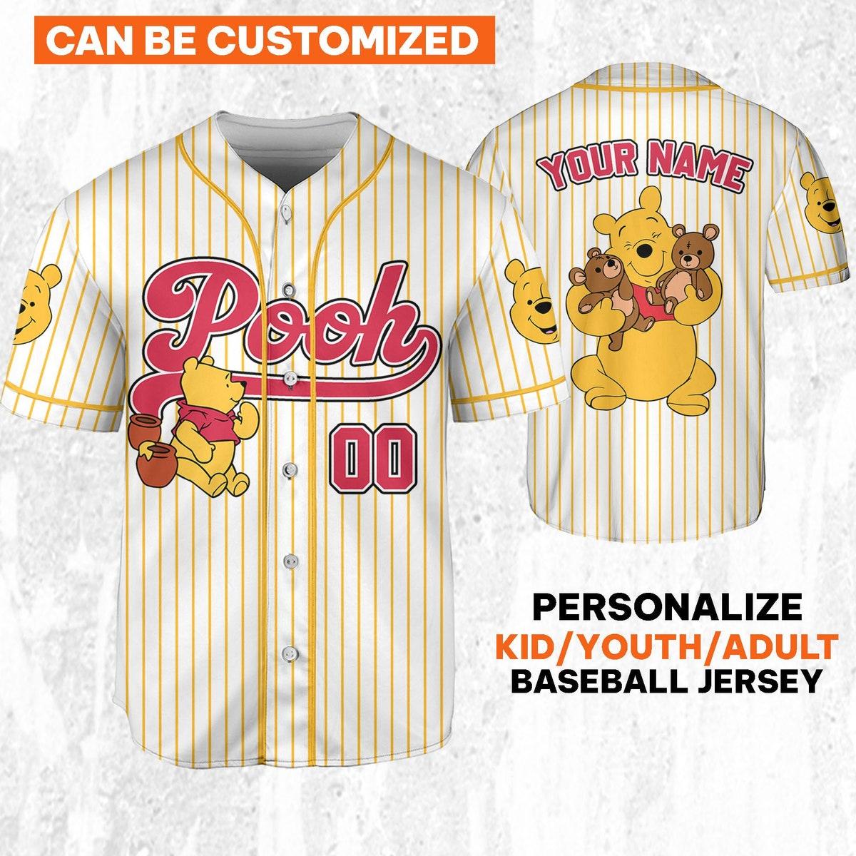 Personalize Disney Winnie The Pooh Striped Baseball Jersey 1