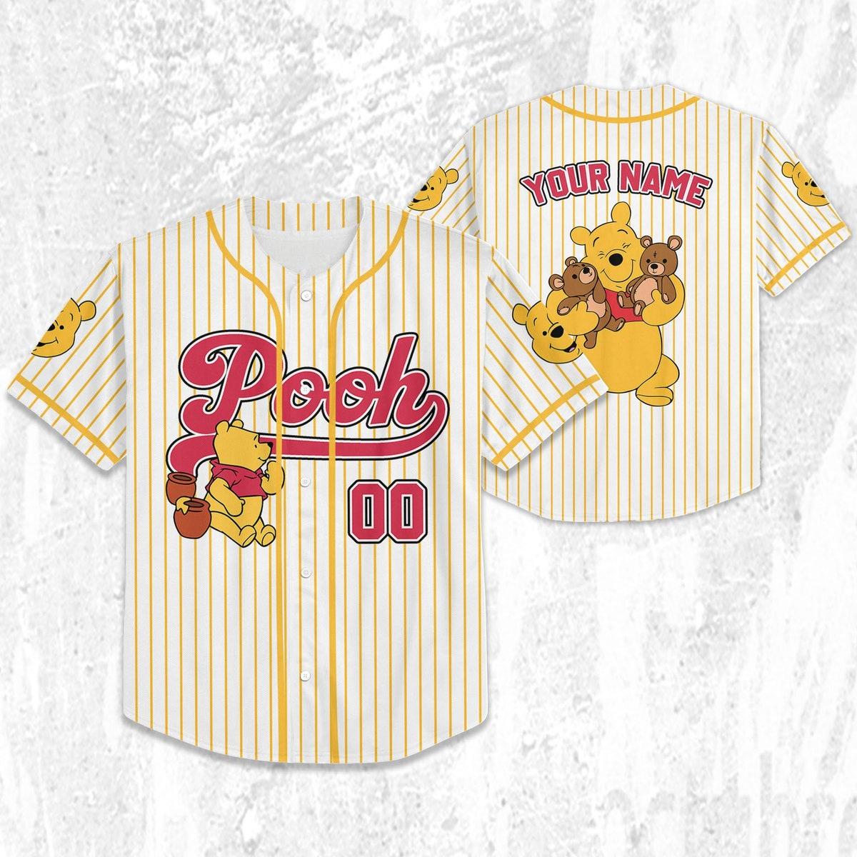 Personalize Disney Winnie The Pooh Striped Baseball Jersey 2