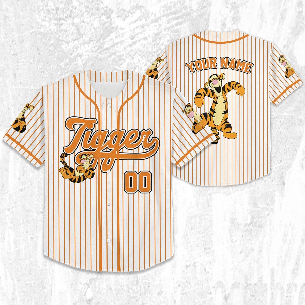 Personalize Disney Winnie The Pooh Tigger Striped Baseball Jersey 2