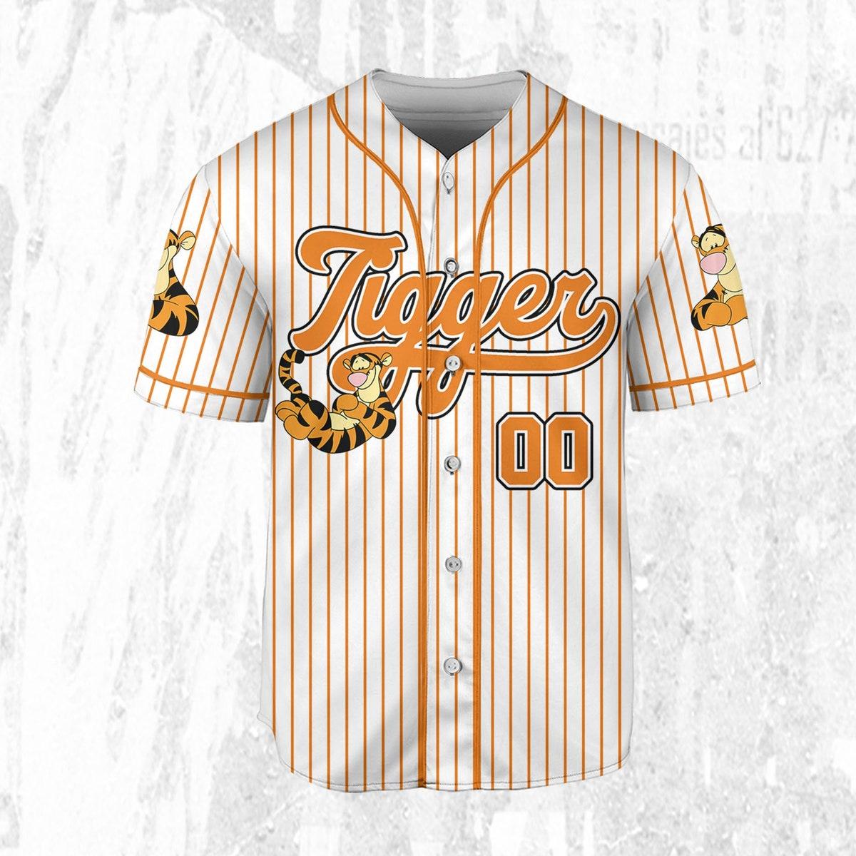 Personalize Disney Winnie The Pooh Tigger Striped Baseball Jersey 3