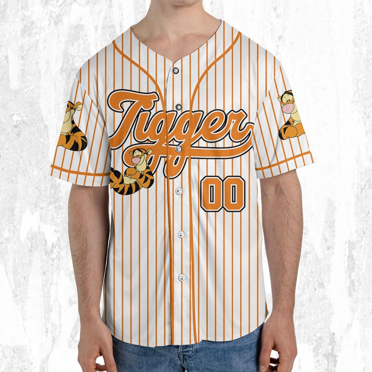 Personalize Disney Winnie The Pooh Tigger Striped Baseball Jersey 5