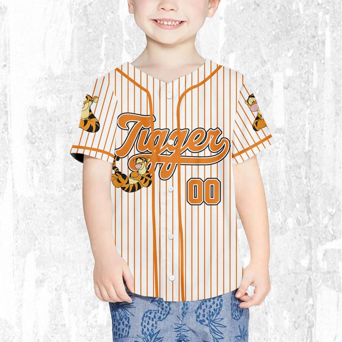 Personalize Disney Winnie The Pooh Tigger Striped Baseball Jersey 7