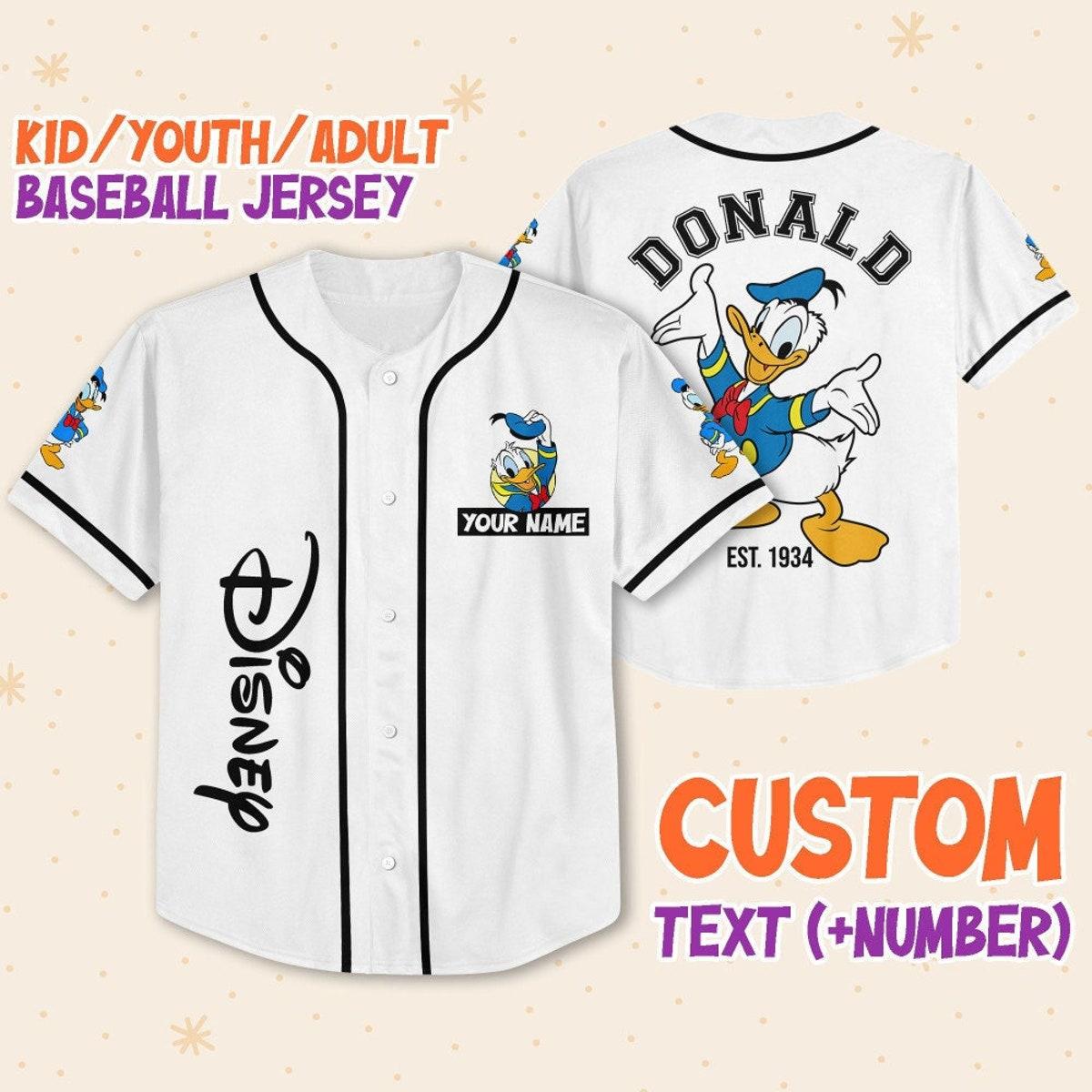 Personalize Disneyland Donald Duck Vintage Disney Characters Baseball Jersey 1