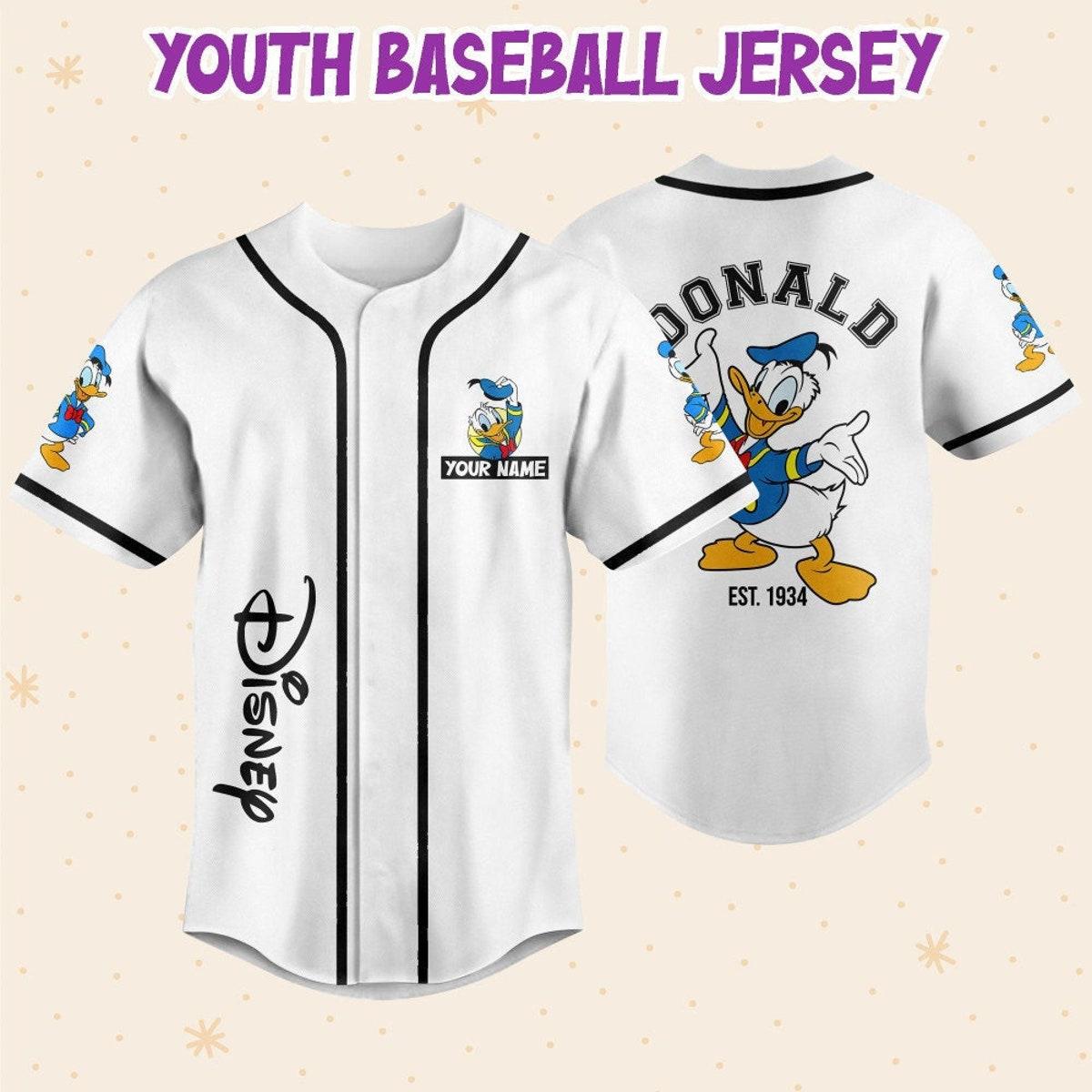 Personalize Disneyland Donald Duck Vintage Disney Characters Baseball Jersey 5