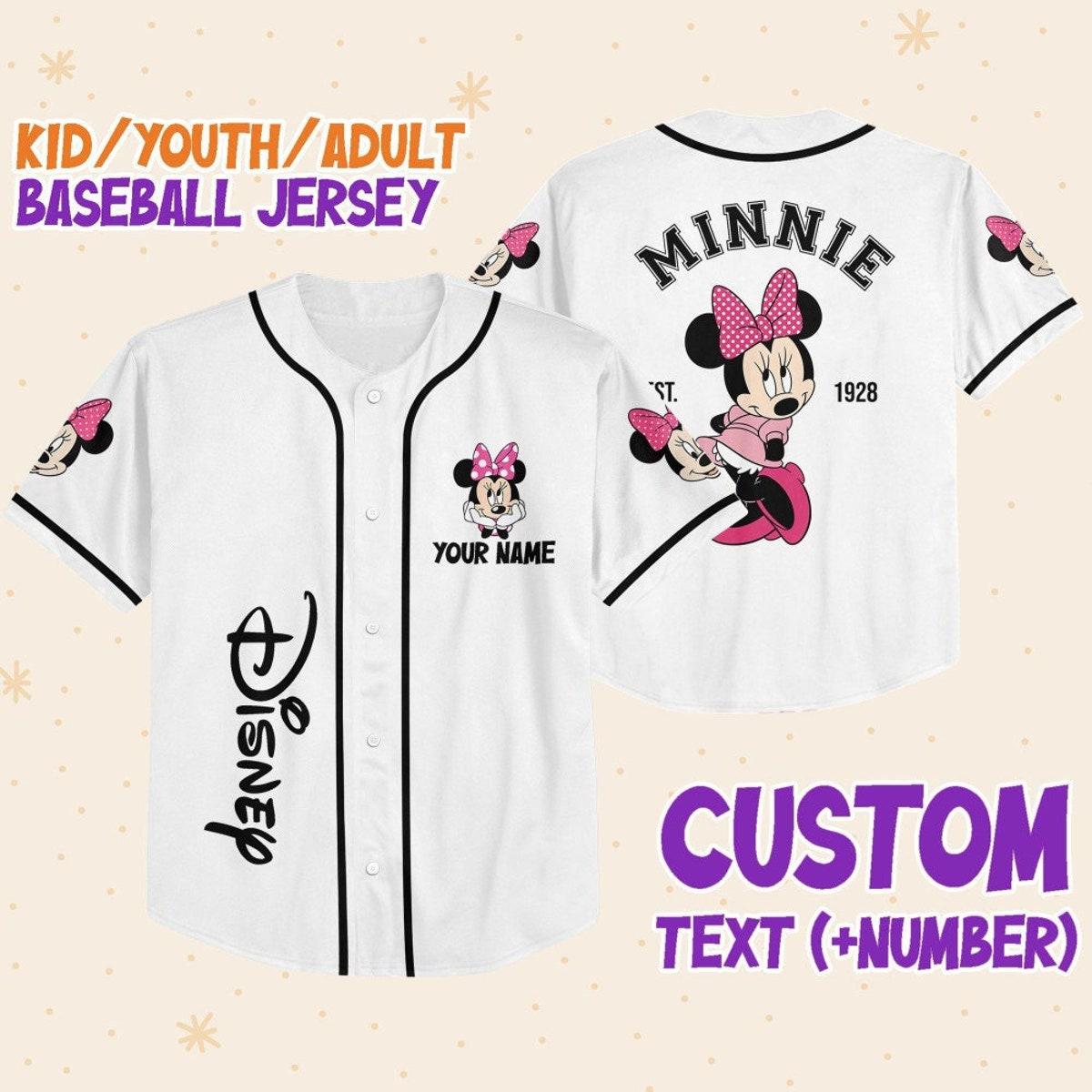 Personalize Disneyland Minnie Mouse Vintage Disney Characters Baseball Jersey 1