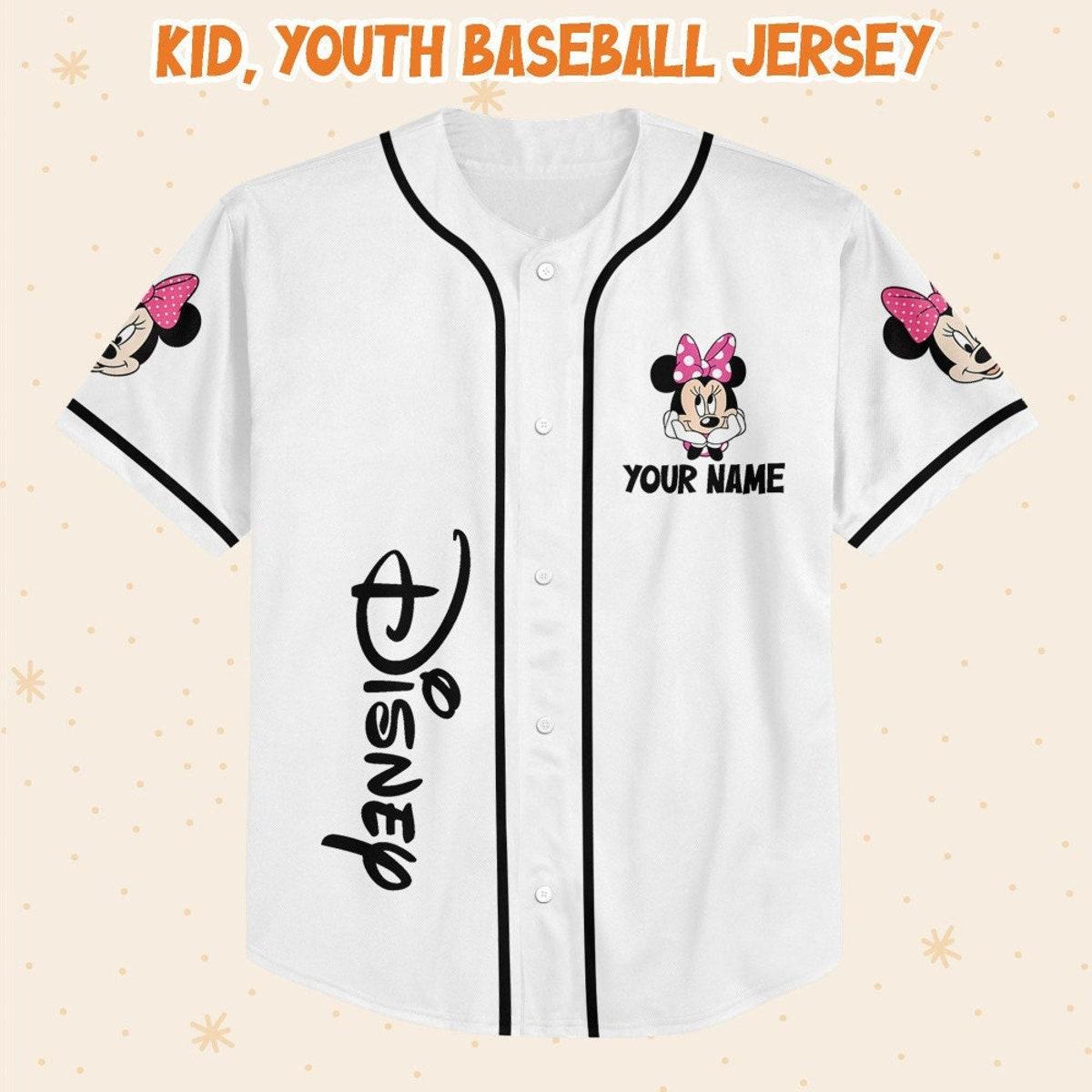 Personalize Disneyland Minnie Mouse Vintage Disney Characters Baseball Jersey 2