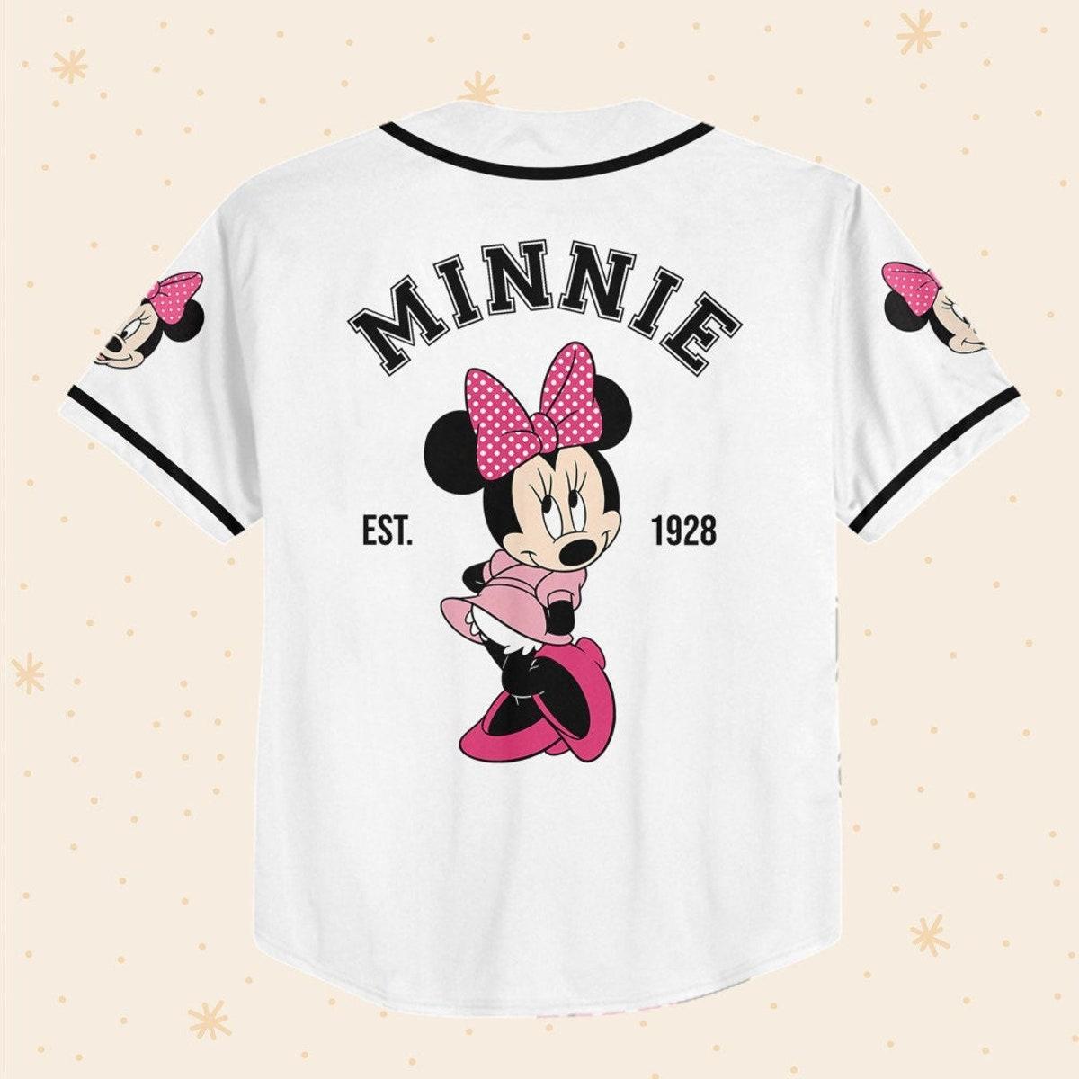 Personalize Disneyland Minnie Mouse Vintage Disney Characters Baseball Jersey 3