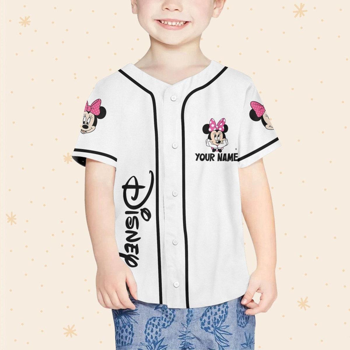 Personalize Disneyland Minnie Mouse Vintage Disney Characters Baseball Jersey 4