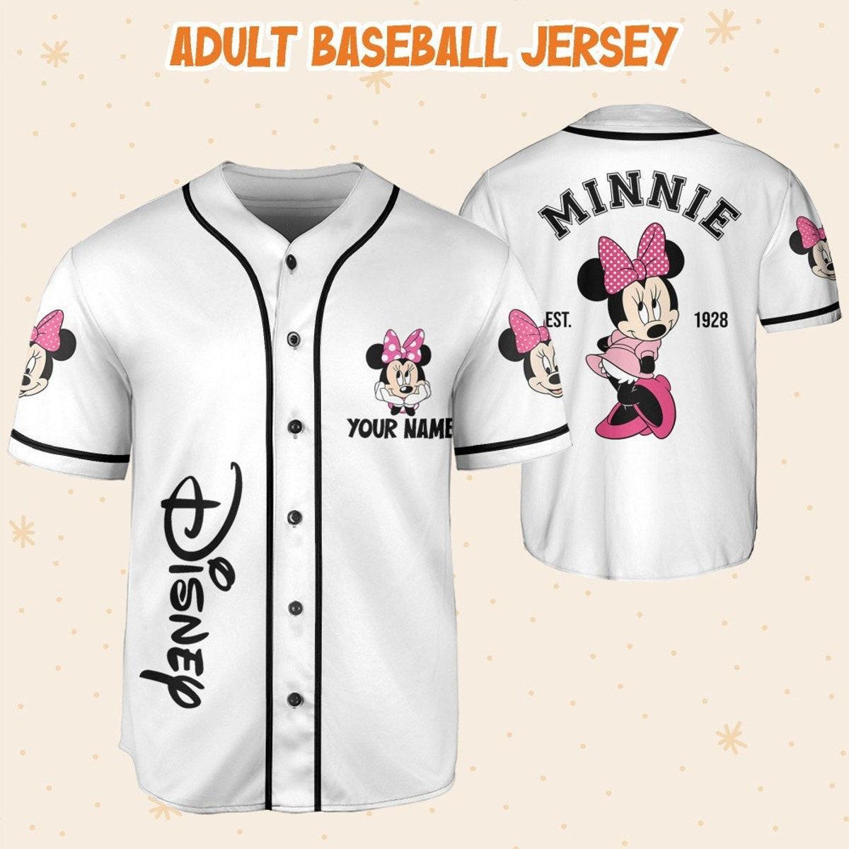 Personalize Disneyland Minnie Mouse Vintage Disney Characters Baseball Jersey 5