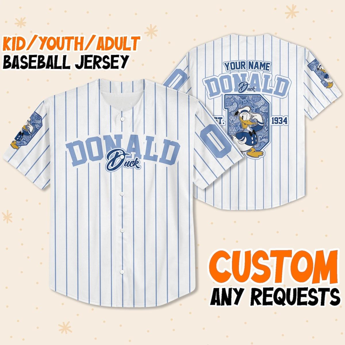 Personalize Donald Duck 1934 Custom Disney Baseball Jersey 1