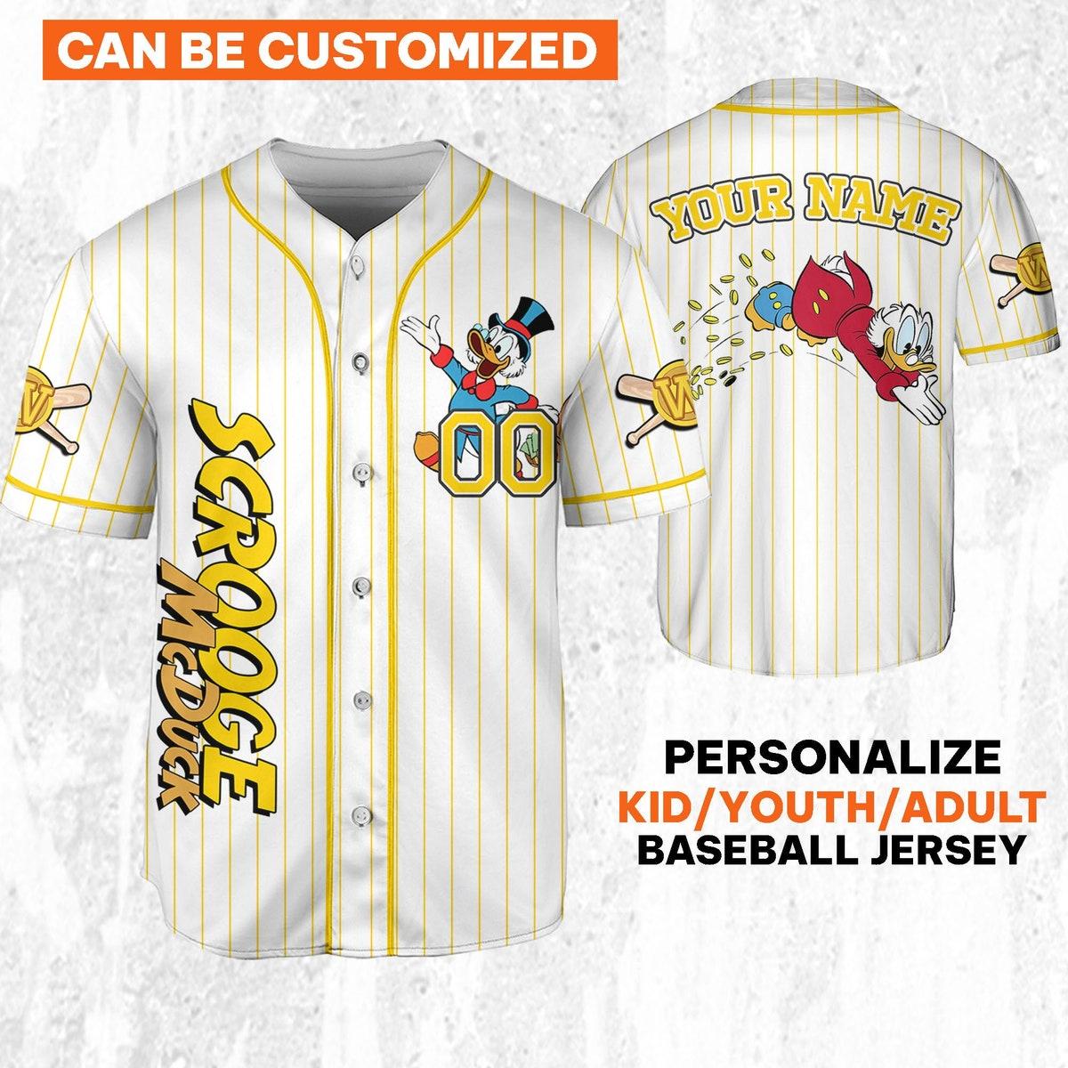 Personalize Ducktales Scrooge Mcduck Classic Binding Disney Baseball Jersey 1