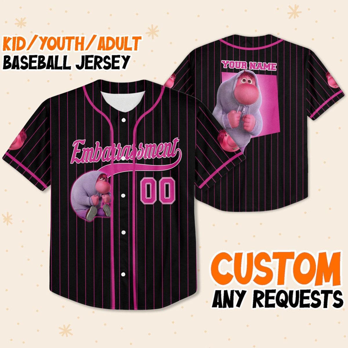 Personalize Embarrassment Jersey Pink Black Disney Baseball Jersey 1