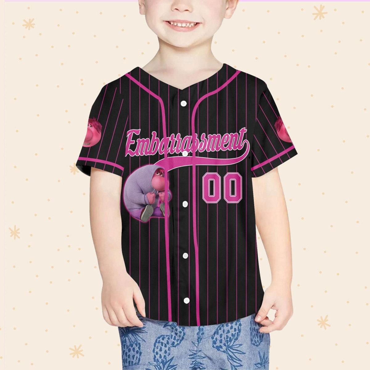 Personalize Embarrassment Jersey Pink Black Disney Baseball Jersey 4