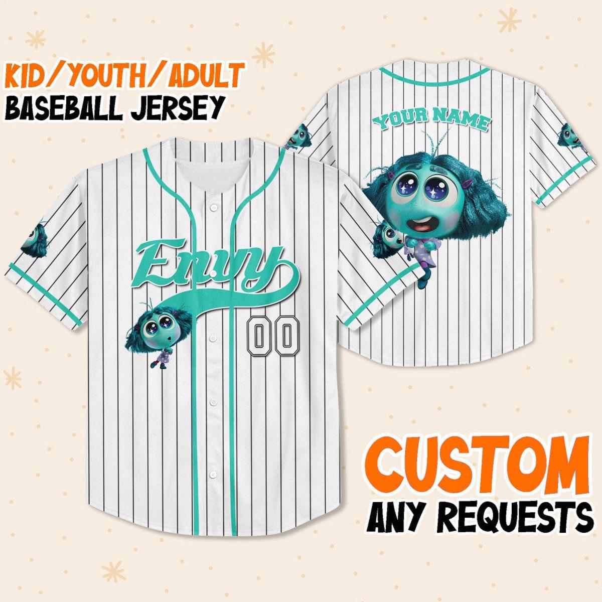 Personalize Envy Jersey Cyan White Inside Out 2 Disney Baseball Jersey 1