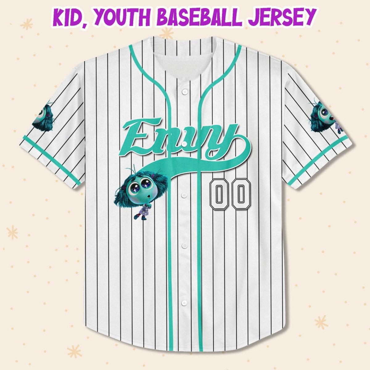 Personalize Envy Jersey Cyan White Inside Out 2 Disney Baseball Jersey 2