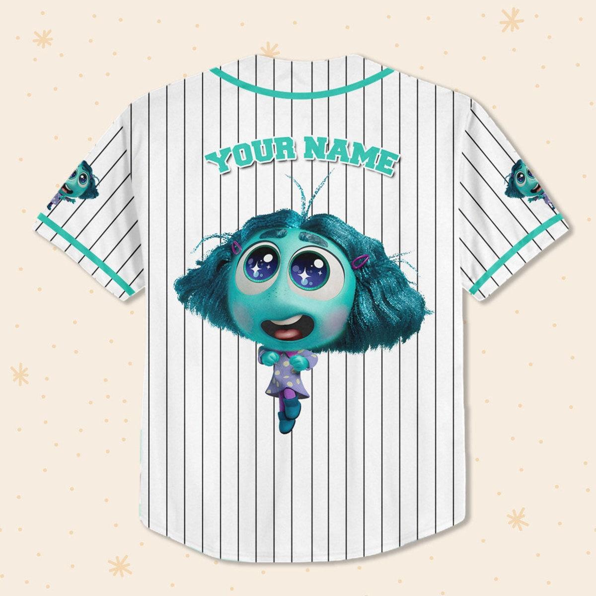 Personalize Envy Jersey Cyan White Inside Out 2 Disney Baseball Jersey 3