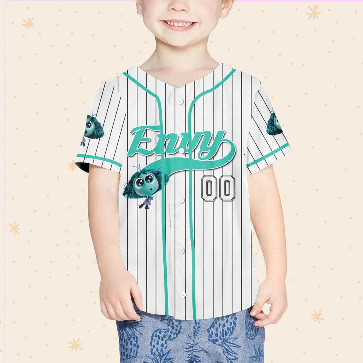 Personalize Envy Jersey Cyan White Inside Out 2 Disney Baseball Jersey 4