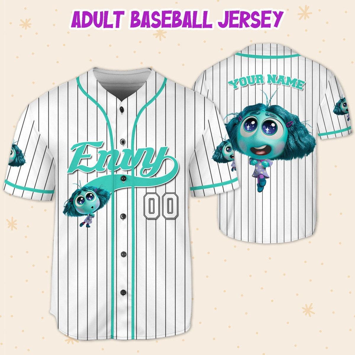 Personalize Envy Jersey Cyan White Inside Out 2 Disney Baseball Jersey 5