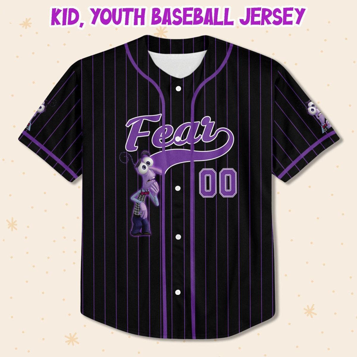 Personalize Fear Jersey Purple Black Disney Baseball Jersey 2