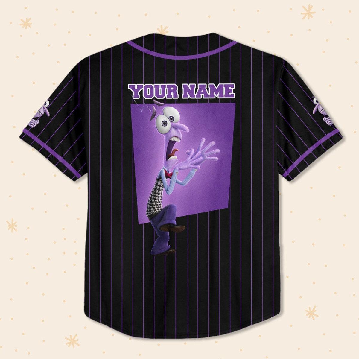 Personalize Fear Jersey Purple Black Disney Baseball Jersey 3