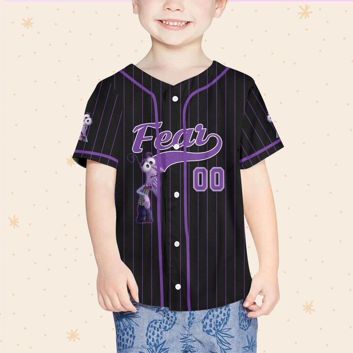 Personalize Fear Jersey Purple Black Disney Baseball Jersey 4