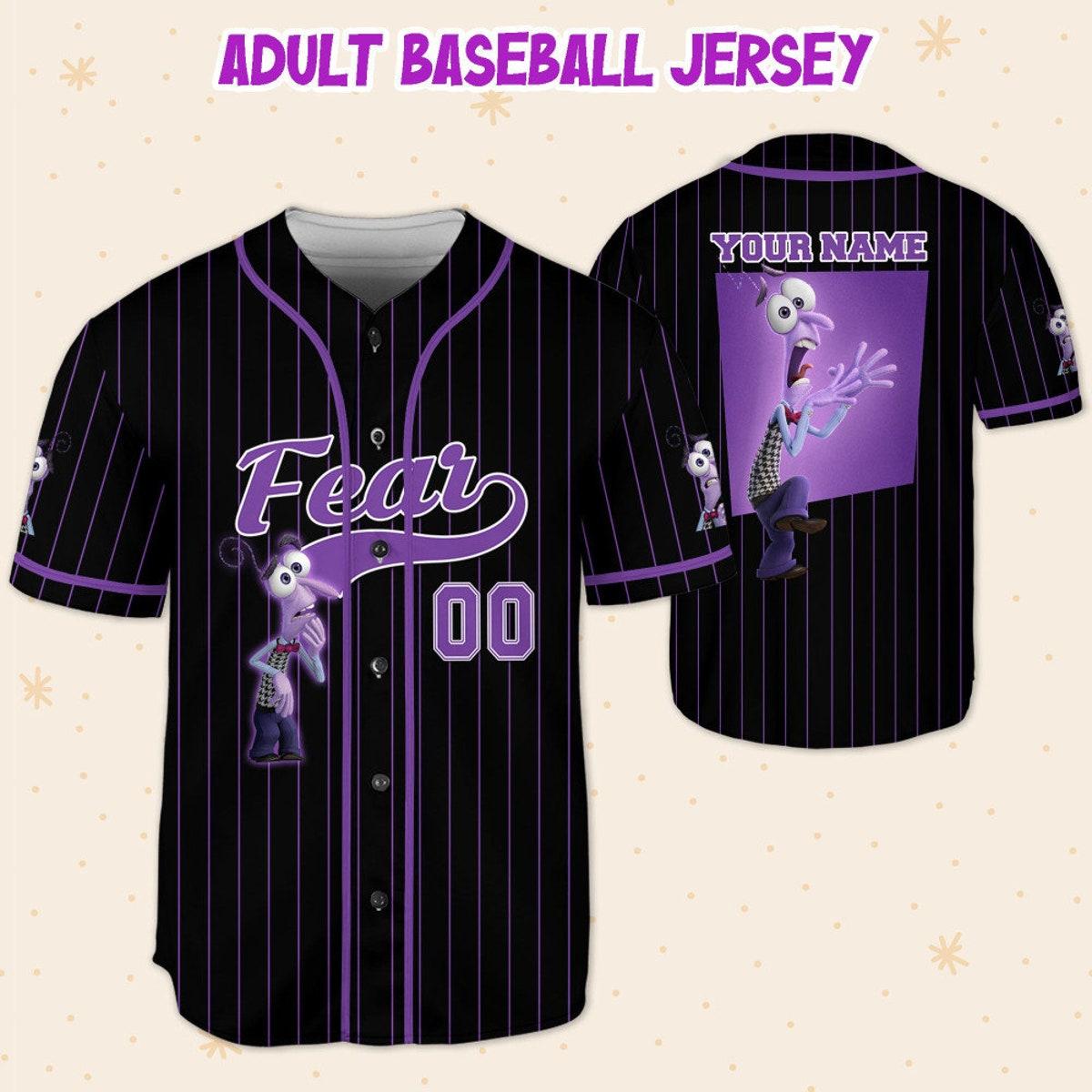 Personalize Fear Jersey Purple Black Disney Baseball Jersey 5