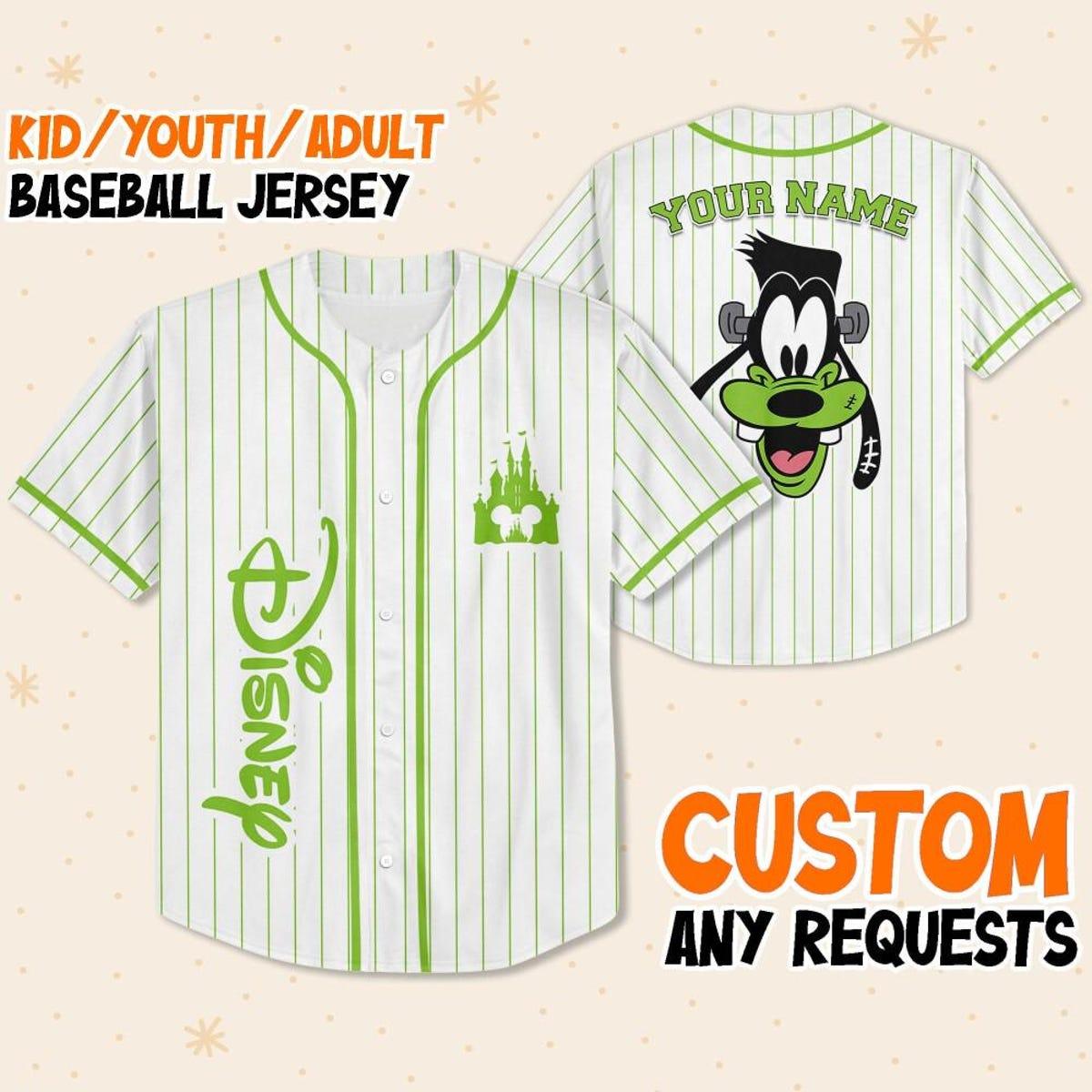 Personalize Frankenstein Goofy Disney Halloween Baseball Jersey 1