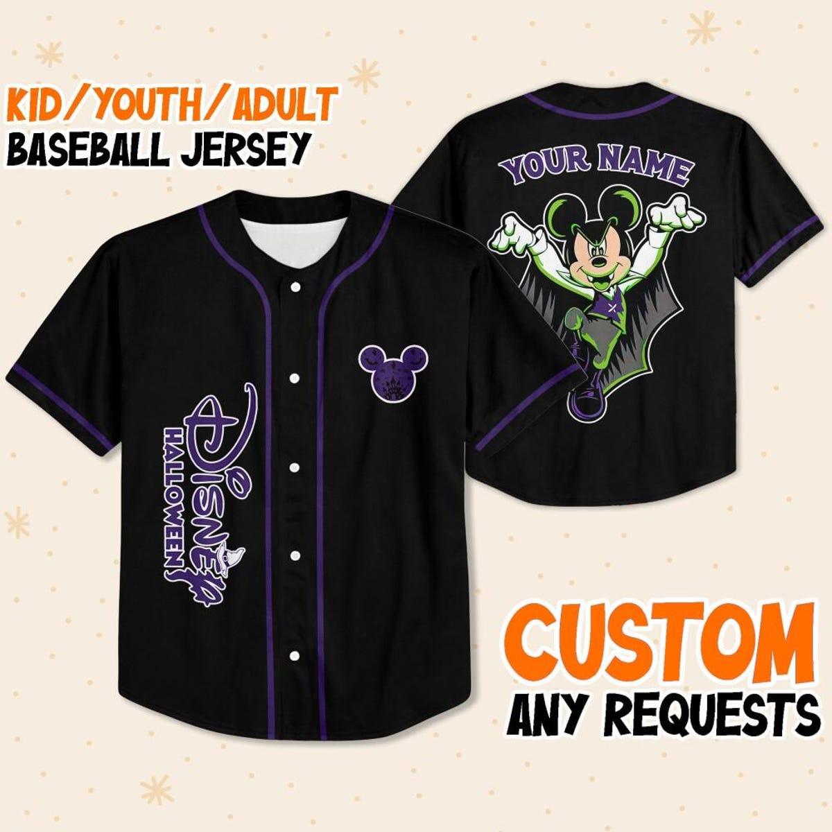 Personalize Halloween Vampire Mickey Mouse Baseball Jersey 1