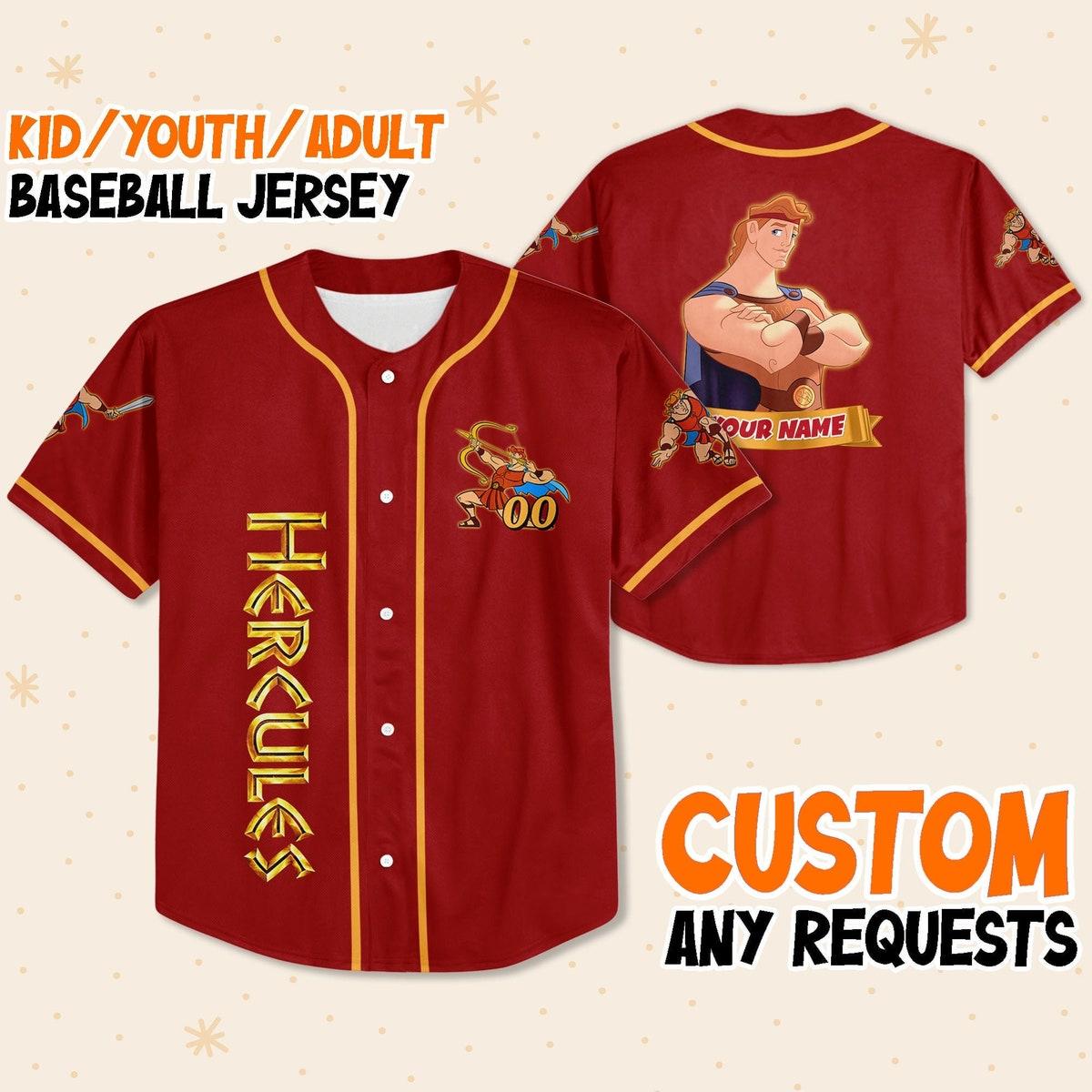 Personalize Hercules Red Yellowadult Disney Baseball Jersey 1