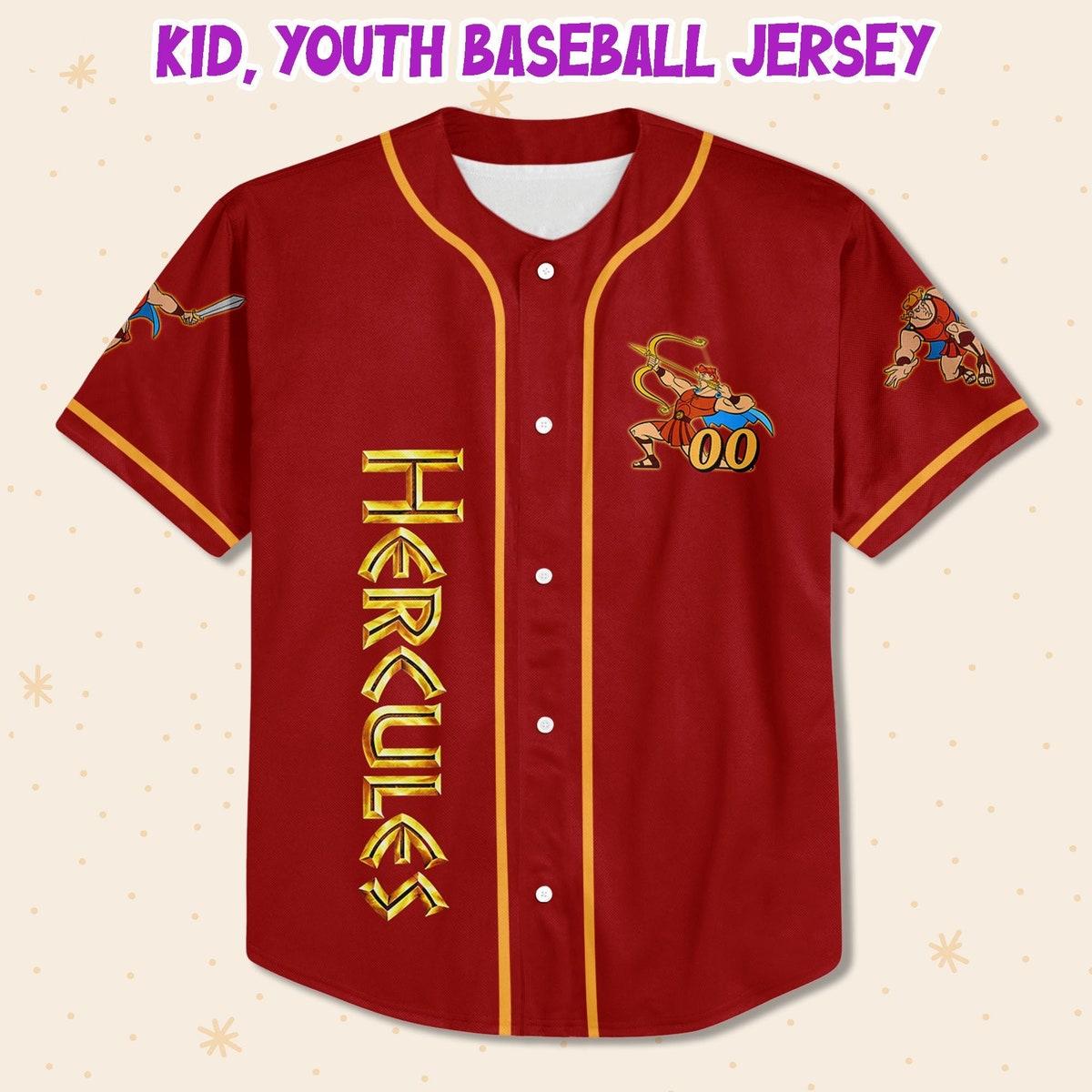 Personalize Hercules Red Yellowadult Disney Baseball Jersey 2