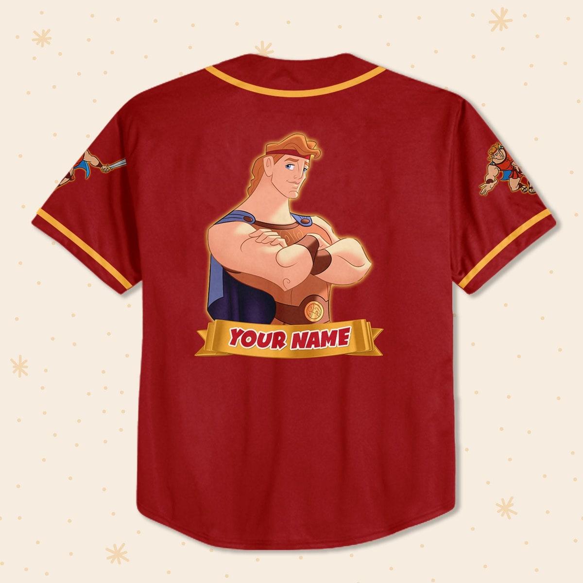 Personalize Hercules Red Yellowadult Disney Baseball Jersey 3