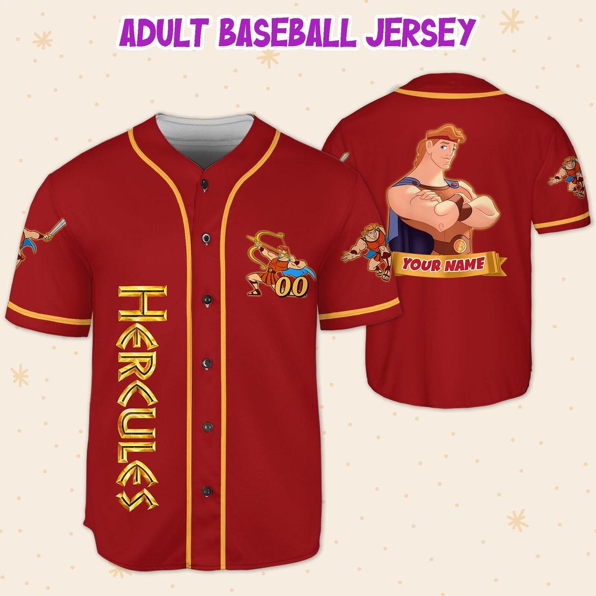 Personalize Hercules Red Yellowadult Disney Baseball Jersey 5