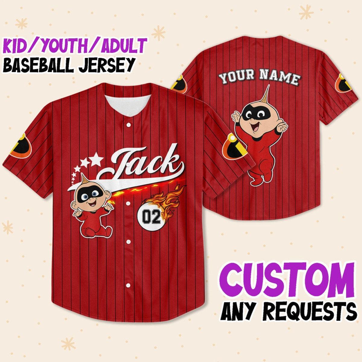 Personalize Incredible Jack Baby Red Black Disney Baseball Jersey 1