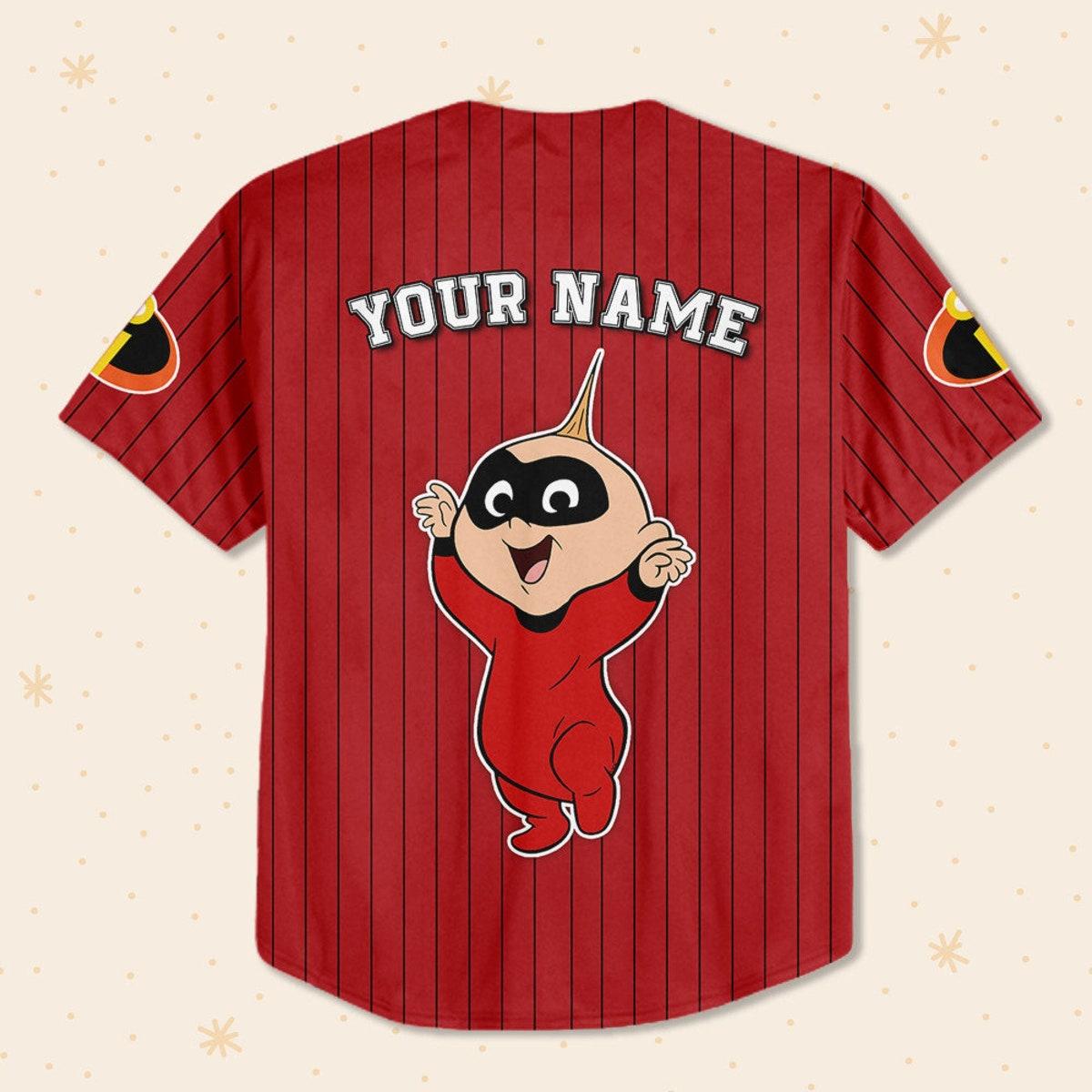 Personalize Incredible Jack Baby Red Black Disney Baseball Jersey 3