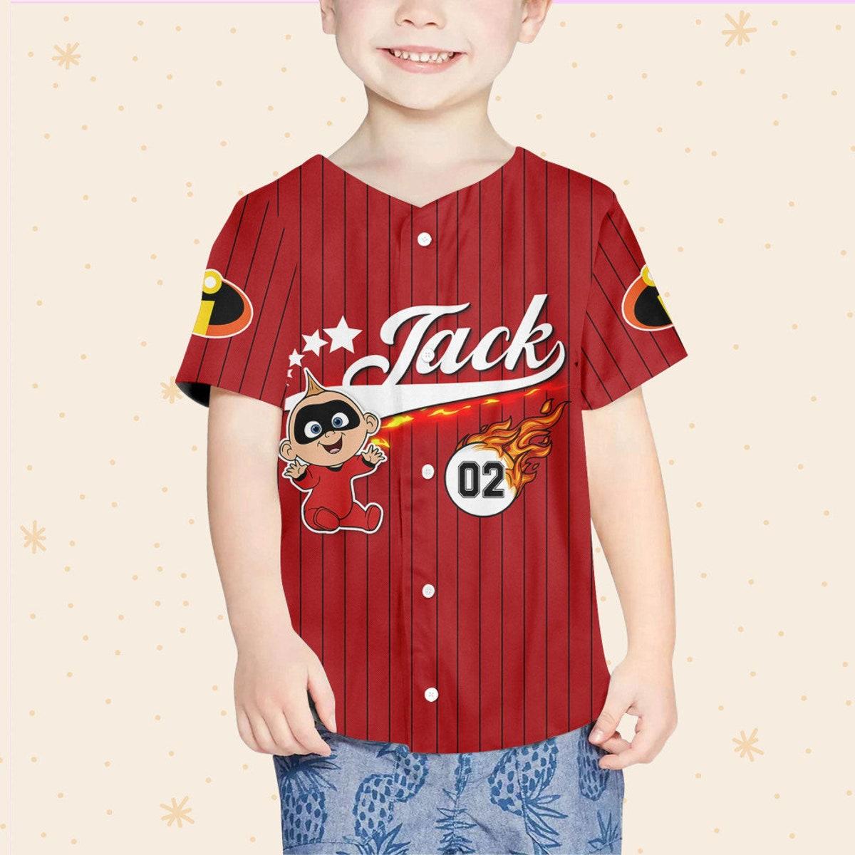 Personalize Incredible Jack Baby Red Black Disney Baseball Jersey 4