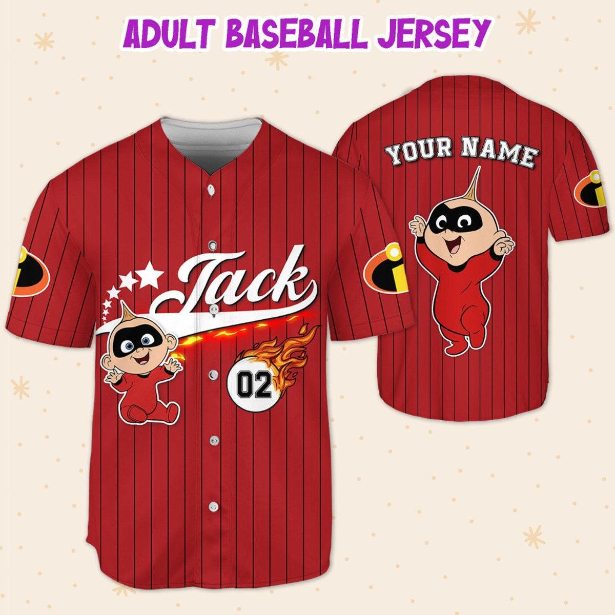 Personalize Incredible Jack Baby Red Black Disney Baseball Jersey 5