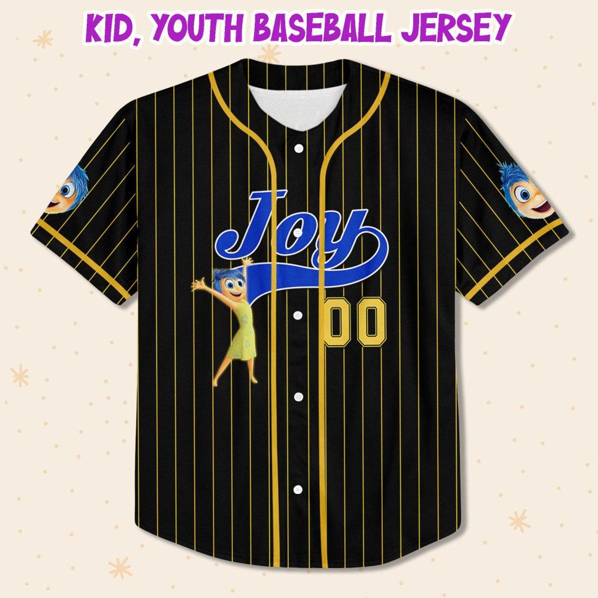 Personalize Joy Jersey Yellow Black Disney Baseball Jersey 2