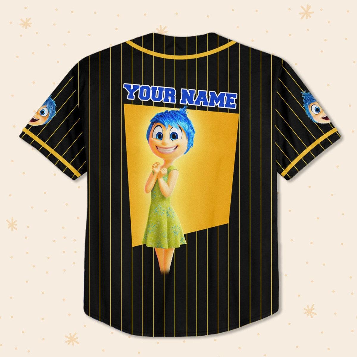 Personalize Joy Jersey Yellow Black Disney Baseball Jersey 3