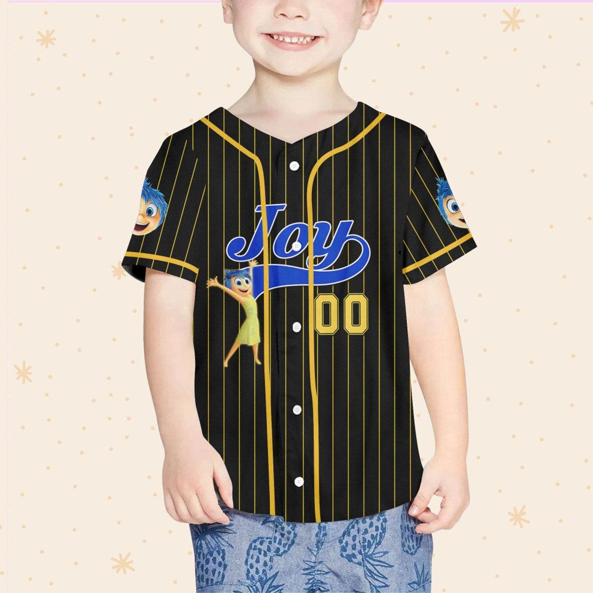 Personalize Joy Jersey Yellow Black Disney Baseball Jersey 4